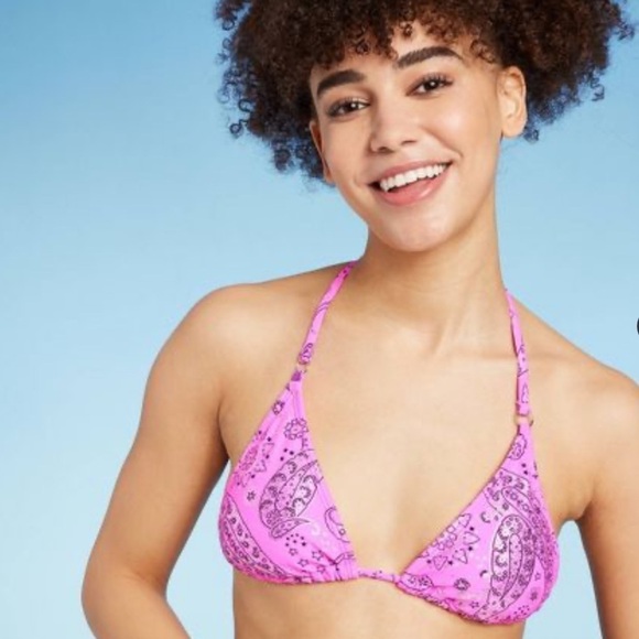 Wild Fable Triangle Bikini Top Pink  SMALL NWOT - Picture 1 of 2